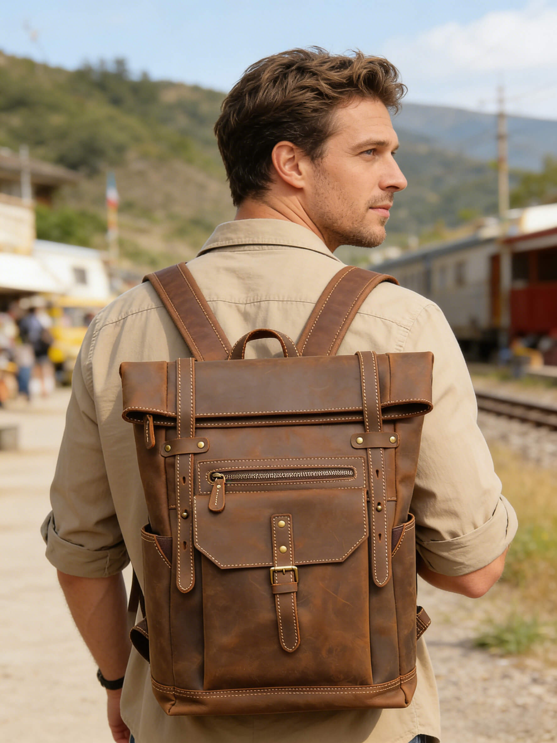 Travel Carry-on Leather Bag