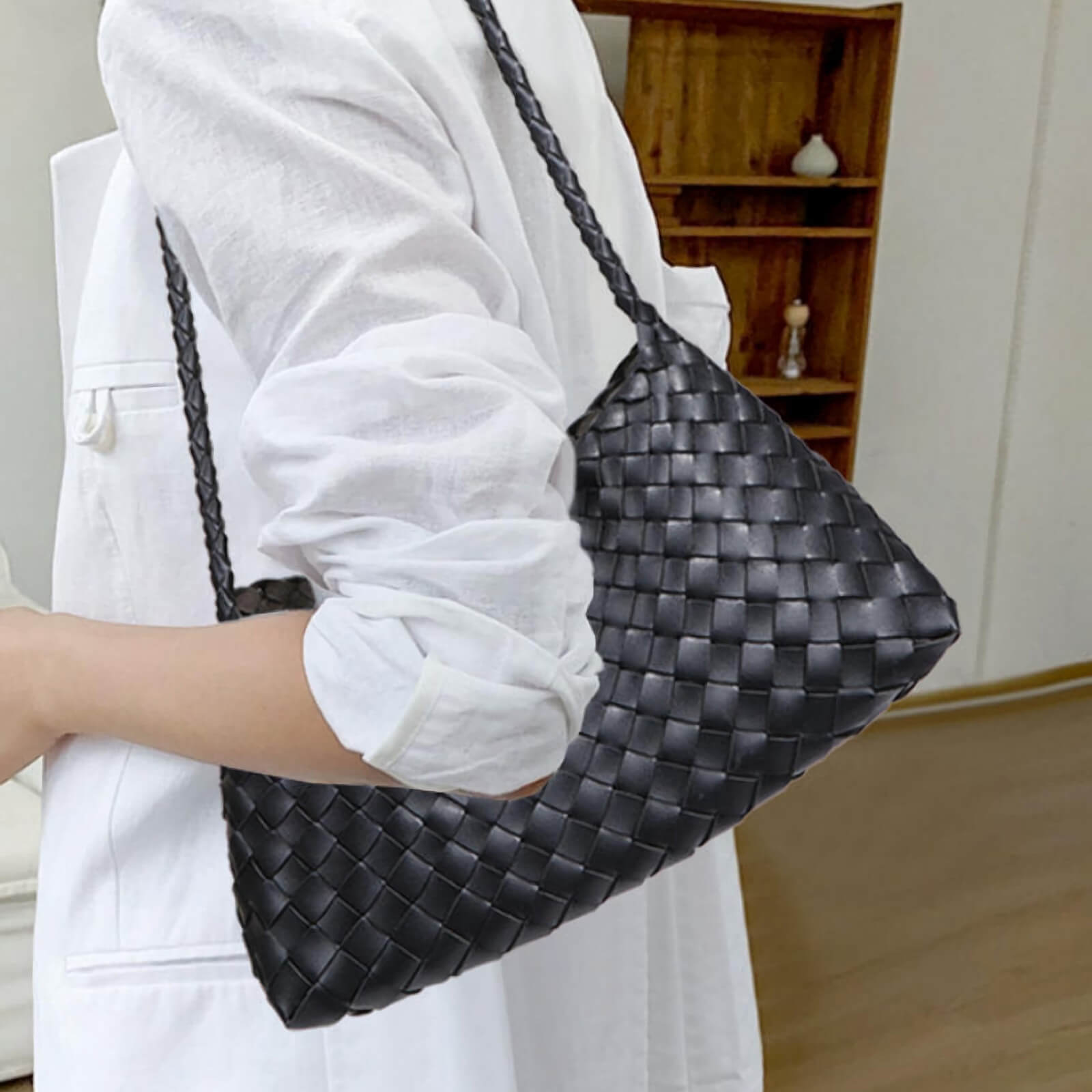 Leather Woven Handbag