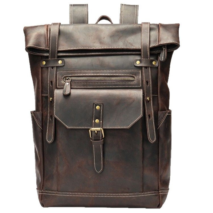 Rustic Leather Backpack Men