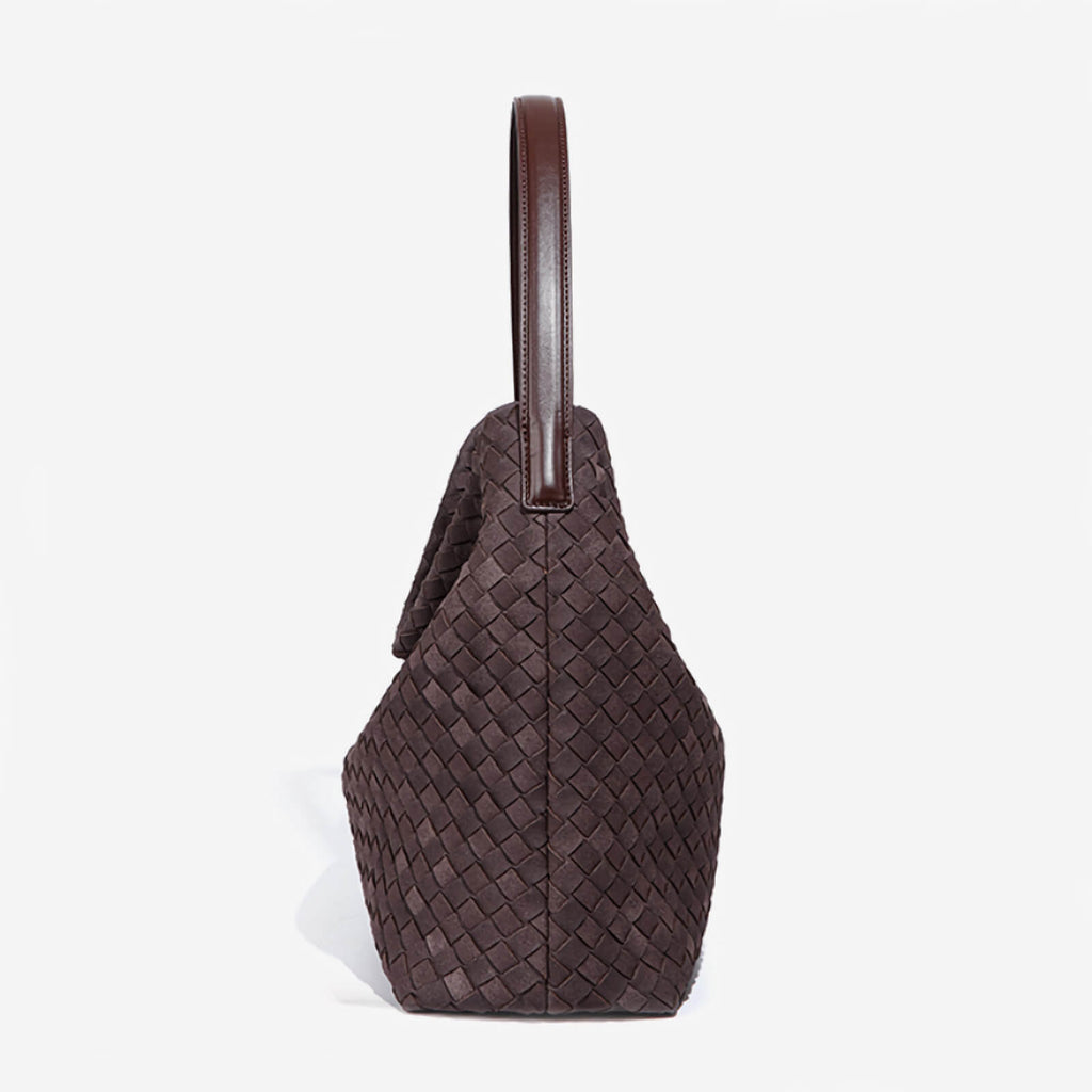Soft Suede Leather Woven Shoulder Bag