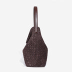 Soft Suede Leather Woven Shoulder Bag