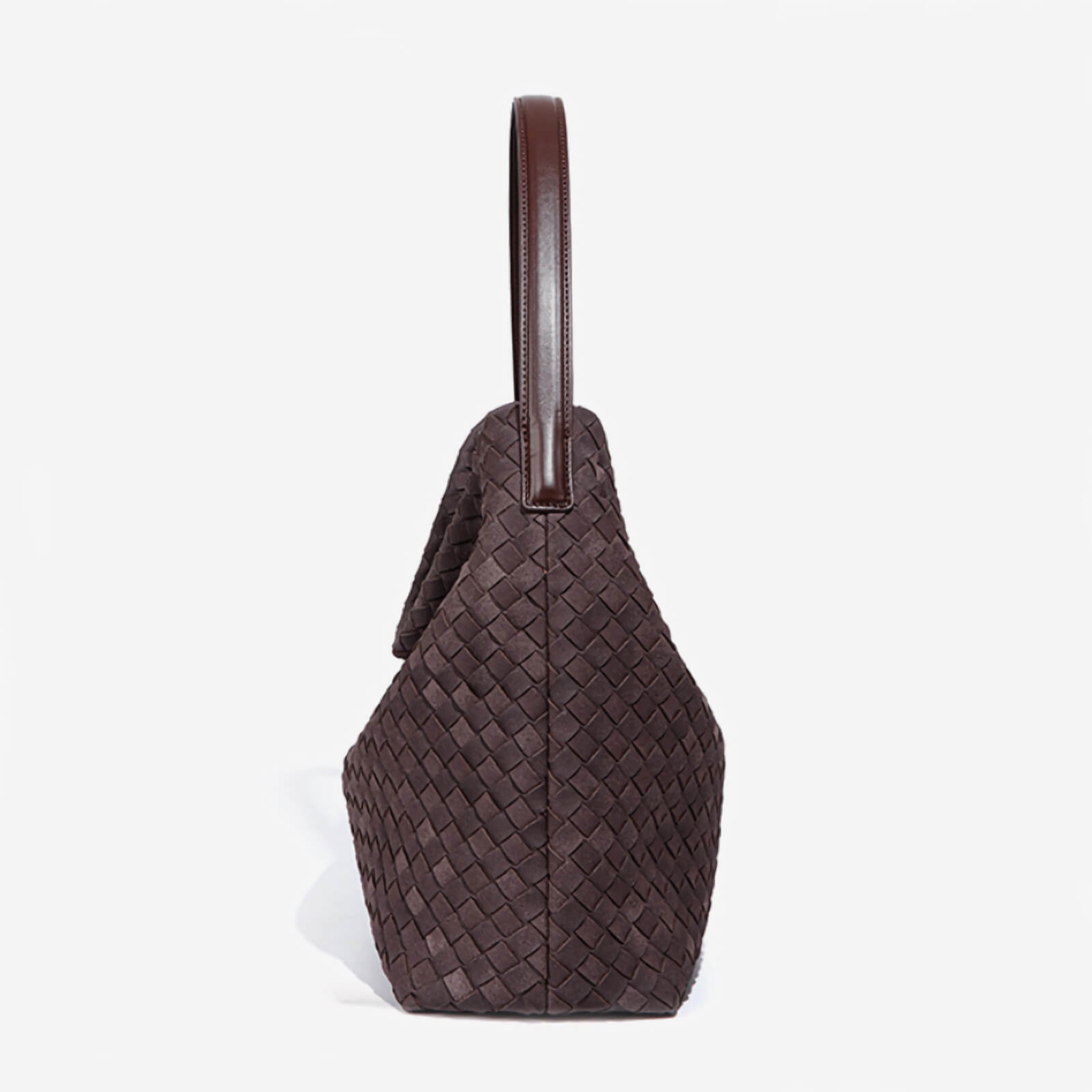 Soft Suede Leather Woven Shoulder Bag