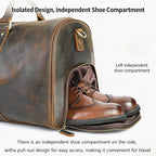 Vintage Brown Leather Travel Bag Front View