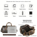 Close-up of Crazy Horse Cowhide Leather Texture and Stitching