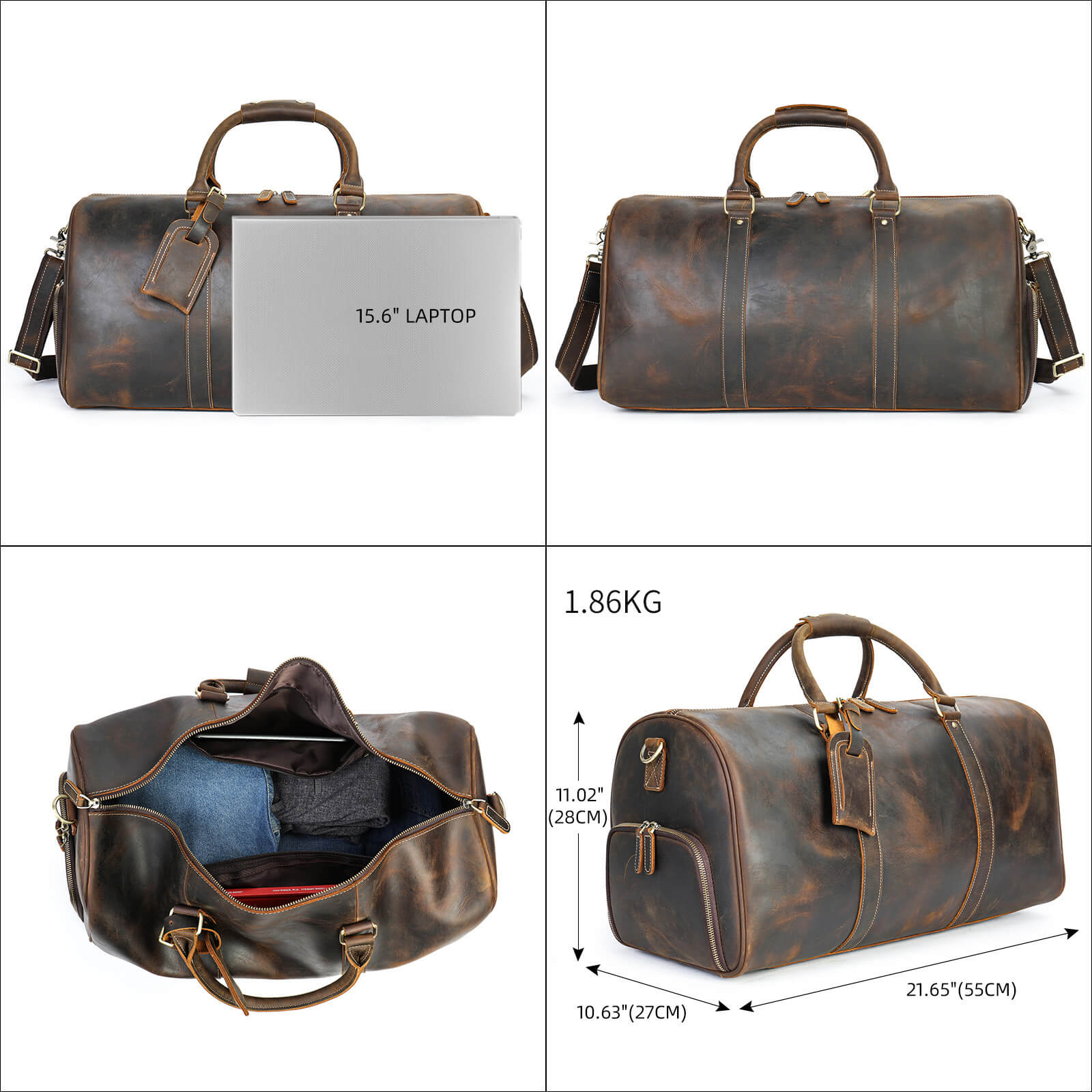 Leather Gym Bag for Men on Gym Bench