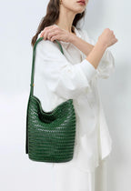 leather crossbody bucket purse