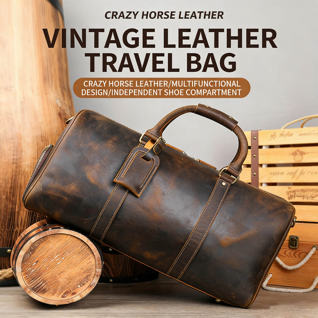 Durable Metal Hardware and Zippers on the Leather Travel Bag