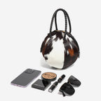 Wild Hair-on Leather Circle Bag – Chic Crossbody & Shoulder Design