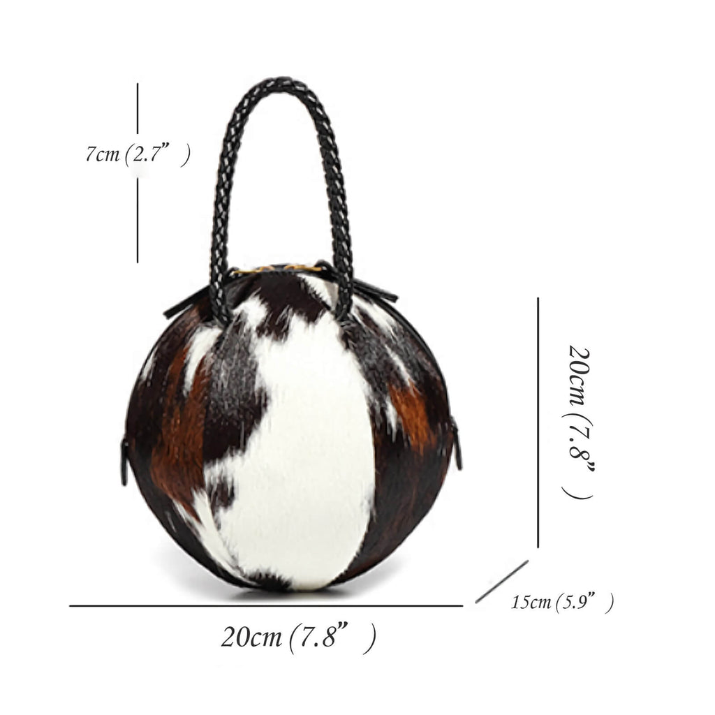 Wild Hair-on Leather Circle Bag – Chic Crossbody & Shoulder Design