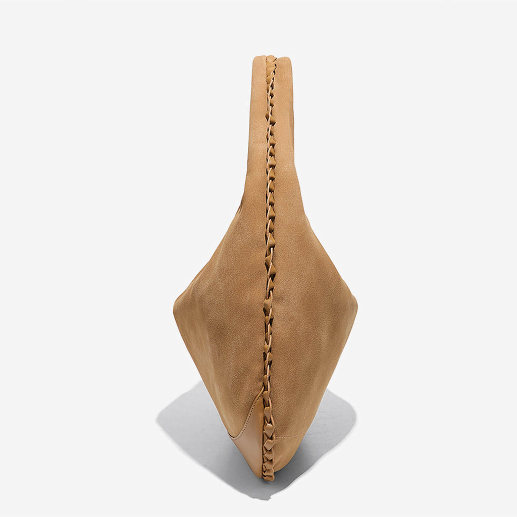 Suede Woven Hobo Shoulder Bag for Women – Large Capacity Soft Crescent Tote