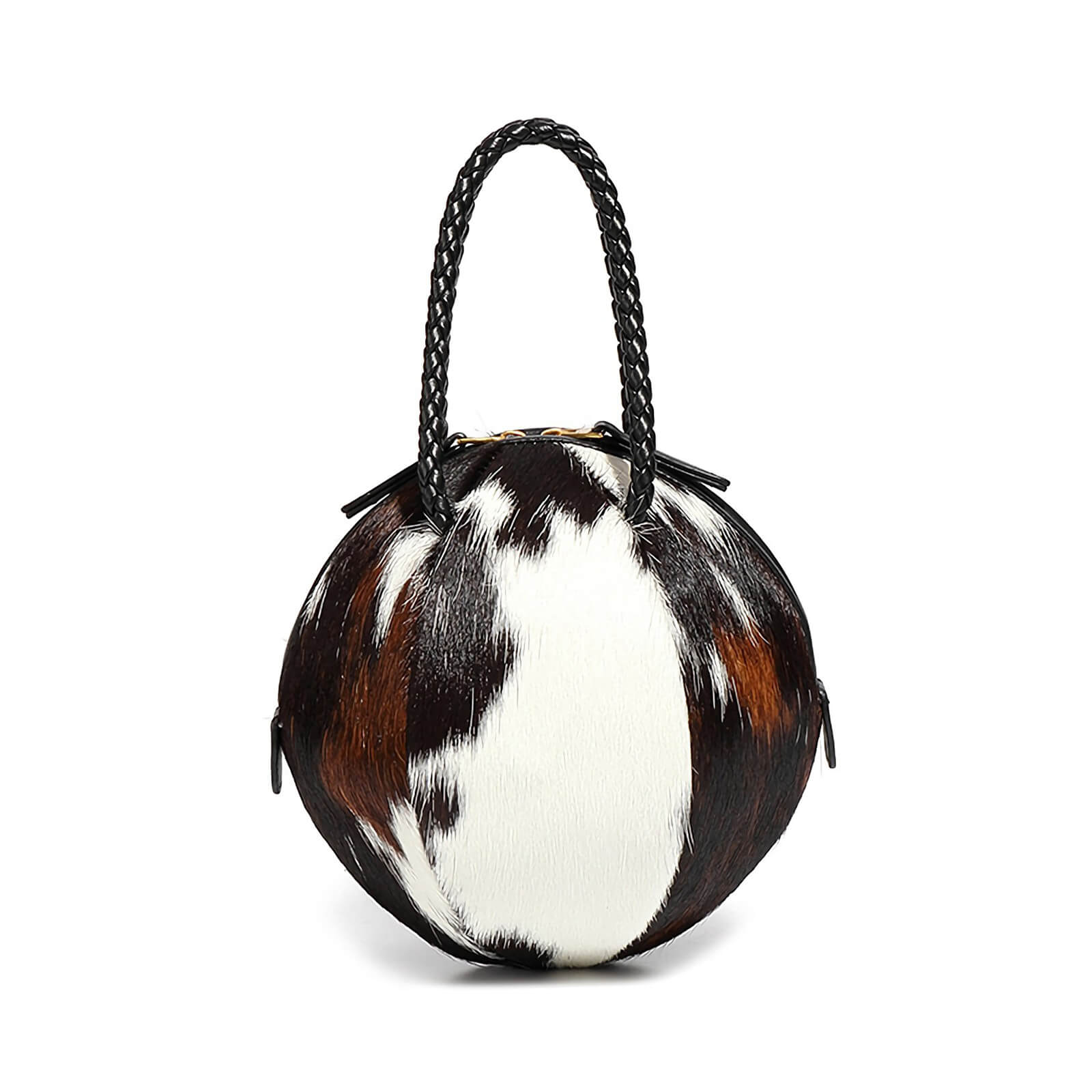 Wild Hair-on Leather Circle Bag – Chic Crossbody & Shoulder Design