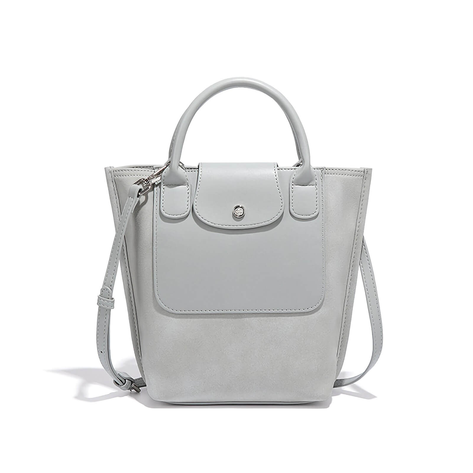 suede top handle bag