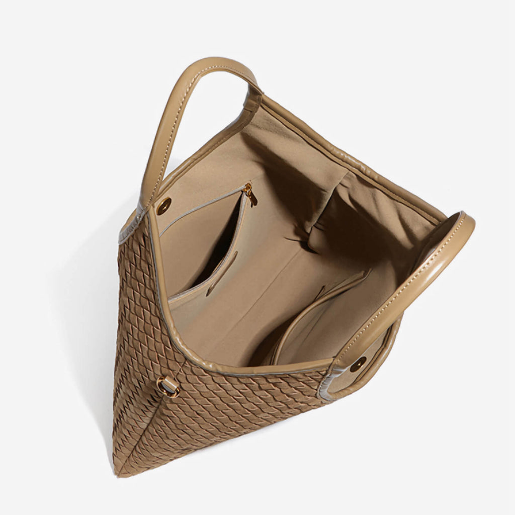 suede woven tote bag