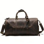 High Capacity Leather Carry On Bag Packed for a Weekend Trip