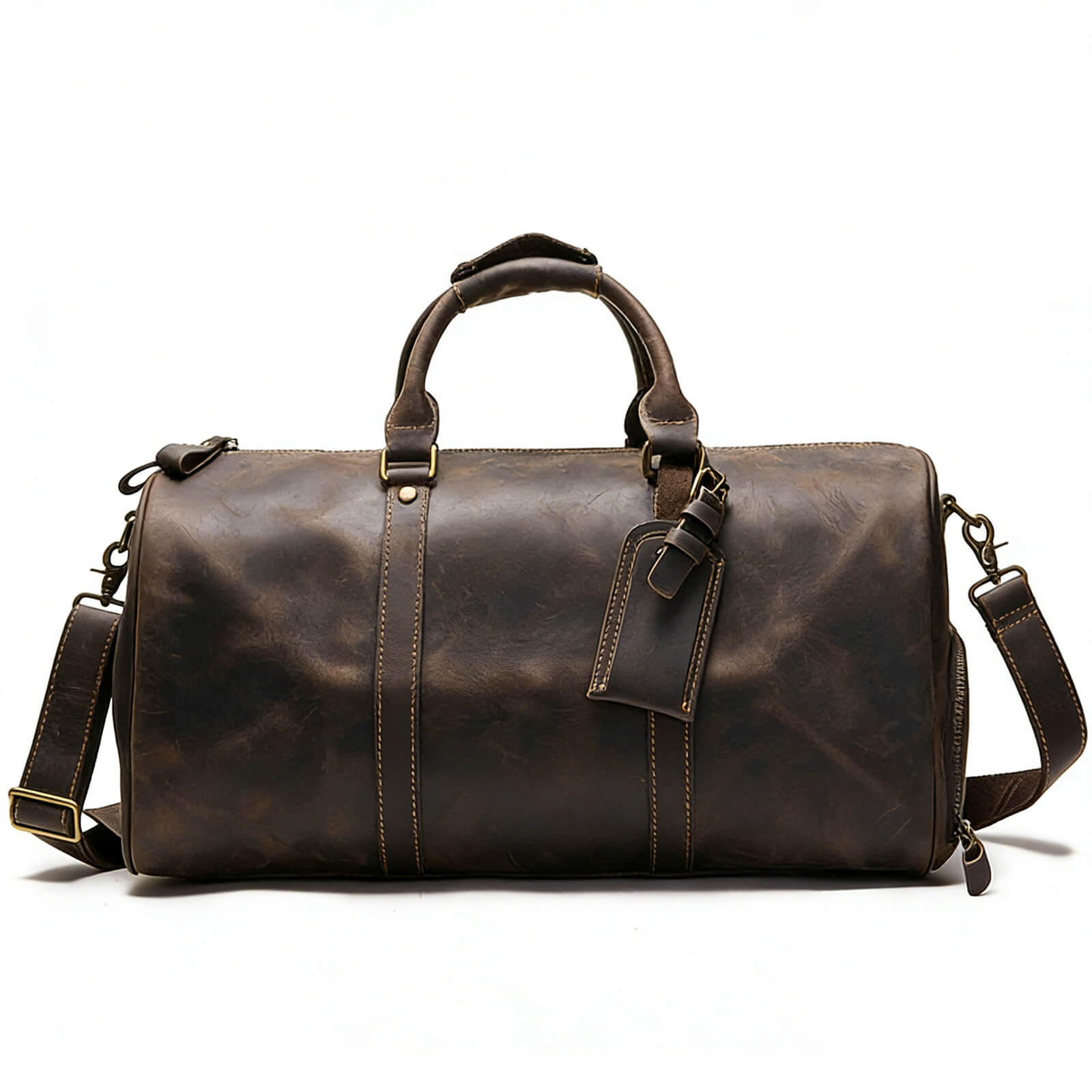 High Capacity Leather Carry On Bag Packed for a Weekend Trip