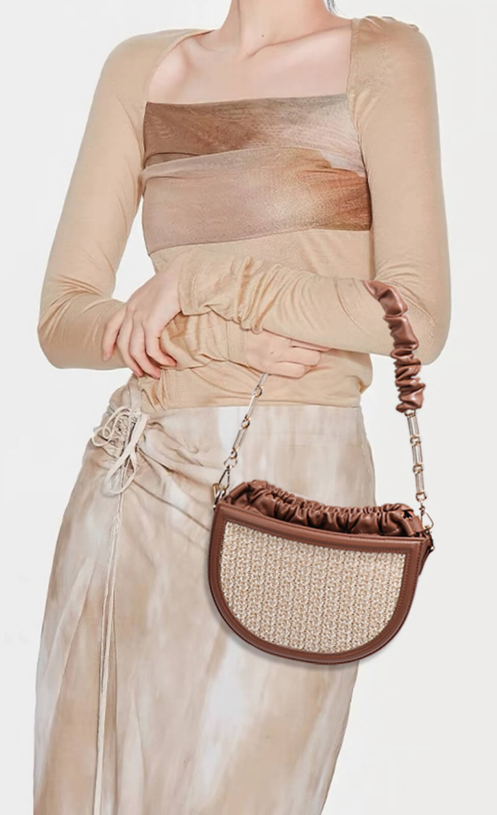 woven half moon bag