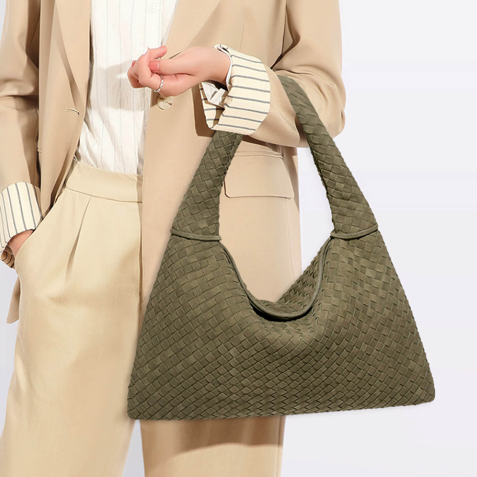 woven leather tote women
