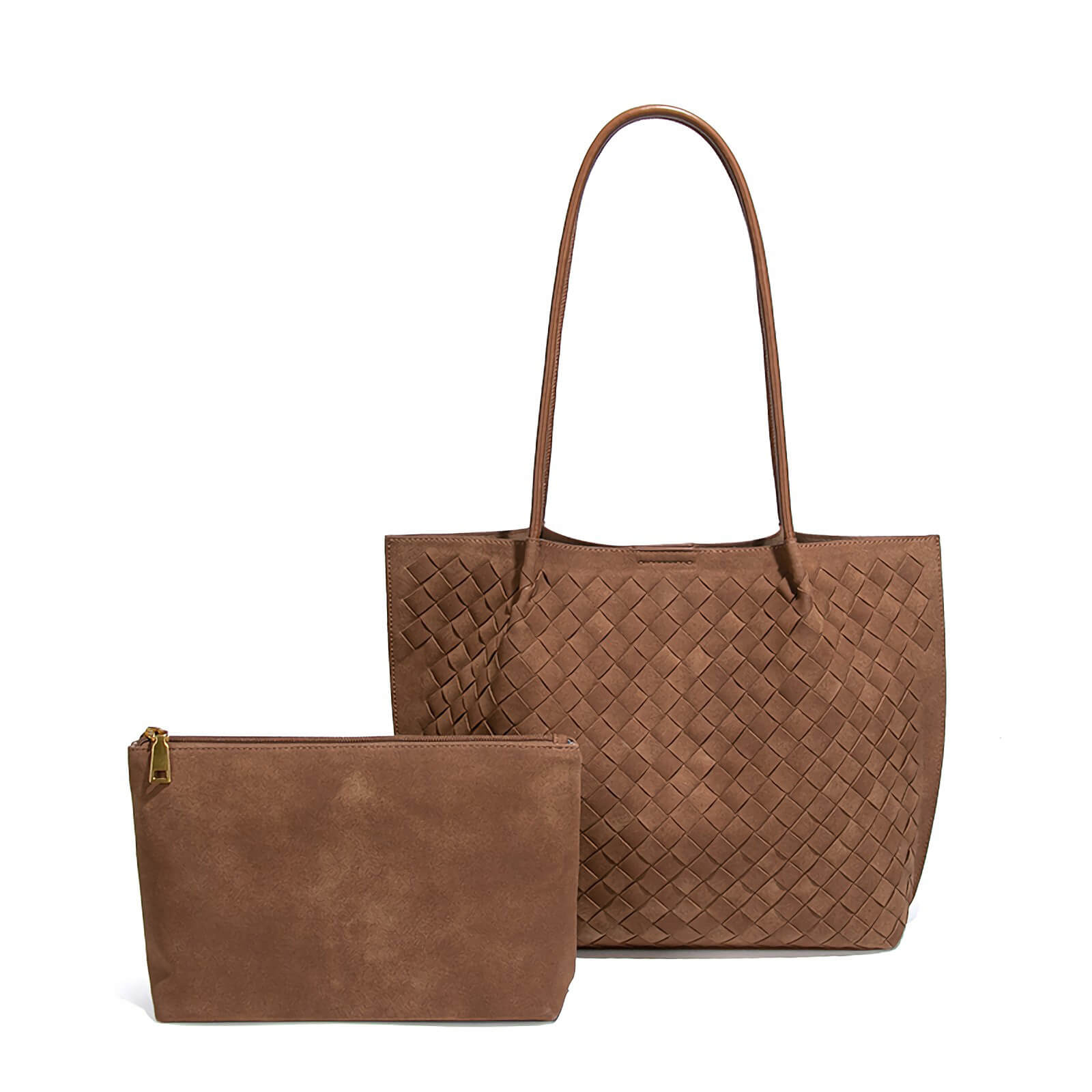 woven suede tote bag